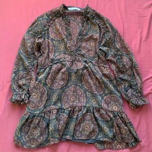 ZARA Ruffled Print Dress Multicolored in S
